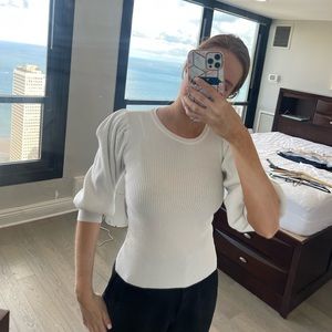 White Puffy Sleeve Top